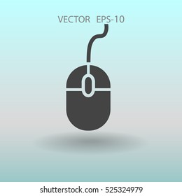 Icono plano del ratón. ilustración vectorial