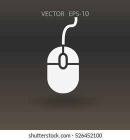 Icono plano del ratón. ilustración vectorial
