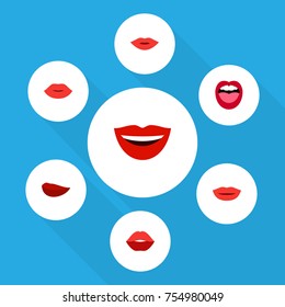 Flat Icon Mouth Set Of Pomade, Mouth, Kiss And Other Vector Objects. Also Includes Teeth, Rouge, Lips Elements.