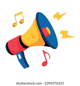 Un icono plano de la promoción musical 