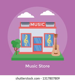 Flat icon of a music store 