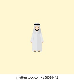 Flat Icon Muslim Male Element. Vector Illustration Of Flat Icon Arabian Isolated On Clean Background. Can Be Used As Arabian, Muslim And Male Symbols.