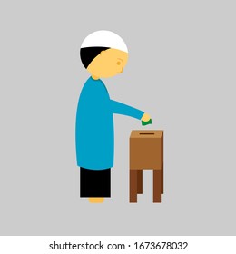 Flat icon of muslim men activities. praying, reading the quran. ramadan kareem, eid mubarak. - Vector