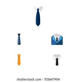 Flat Icon Necktie Set Of Suit, Clothing, Cravat And Other Vector Objects. Also Includes Clothing, Textile, Necktie Elements.