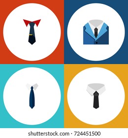 Flat Icon Necktie Set Of Tailoring, Suit, Textile And Other Vector Objects. Also Includes Suit, Fashion, Shirt Elements.