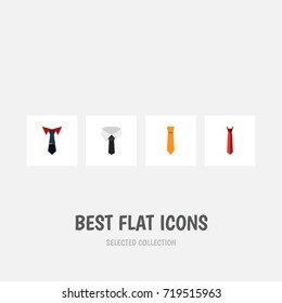 Flat Icon Necktie Set Of Textile, Clothing, Style And Other Vector Objects. Also Includes Cravat, Style, Collar Elements.