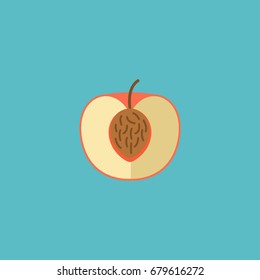 Flat Icon Nectarine Element. Vector Illustration Of Flat Icon Peach Isolated On Clean Background. Can Be Used As Peach, Nectarine And Fruit Symbols.