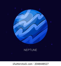 Icono plano del planeta Neptuno en el espacio exterior.