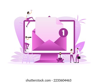 Flat icon with new message letter people for marketing design. Illustration vector flat