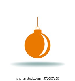 Flat icon. New Year's ball. Decoration.
