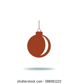 Flat icon. New Year's ball. Decoration.