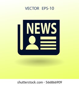 Icono plano de las noticias. ilustración vectorial