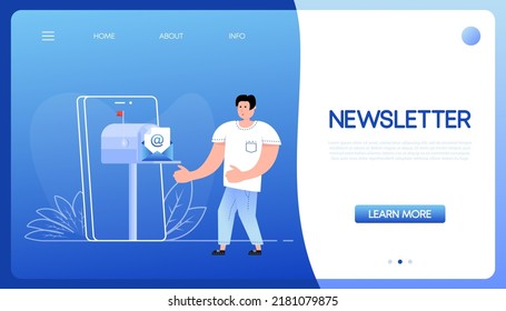 Flat icon with newsletter people post box for marketing design. Isolated vector illustration.