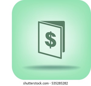 Flat icon. Note pad with a dollar sign.