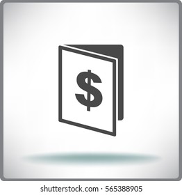 Flat icon. Note pad with a dollar sign.