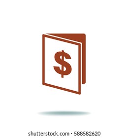 Flat icon. Note pad with a dollar sign.