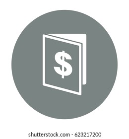 Flat icon. Note pad with a dollar sign.