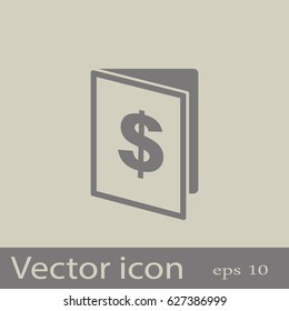 Flat icon. Note pad with a dollar sign.