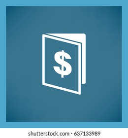 Flat icon. Note pad with a dollar sign.