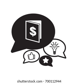 Flat icon. Note pad with a dollar sign.