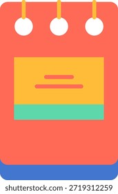 Icono plano del cuaderno con los Elementos de diseño coloridos