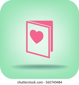 Flat icon. Notebook with heart.