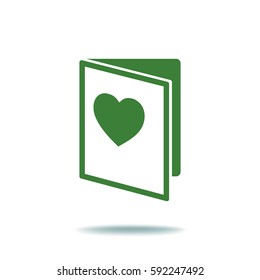 Flat icon. Notebook with heart.