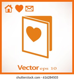 Flat icon. Notebook with heart.