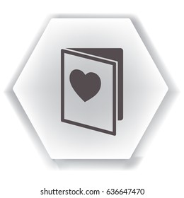 Icono plano. Cuaderno con corazón.