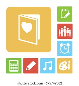 Flaches Symbol. Notebook mit Herz.