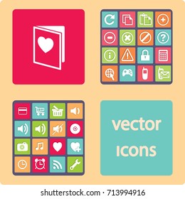 Icono plano. Cuaderno con corazón.