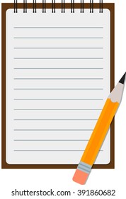 Flat icon of notepad with pencil. Eps 10