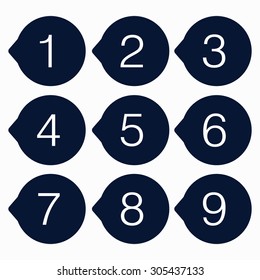 Flat Icon Number , 1 - 9