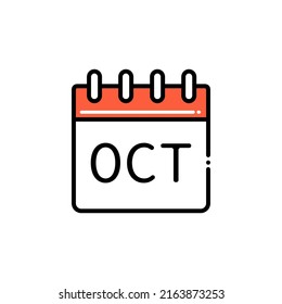 Flat icon October isolated on white background.