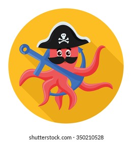 flat icon octopus pirate