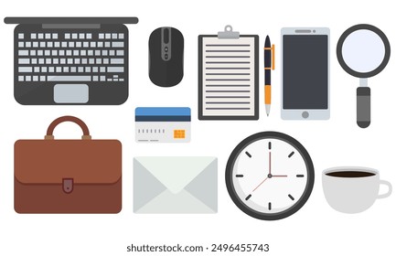 Flat icon of office tools isolated on white background.