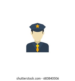 Flat Icon Officer Element. Vector Illustration Of Flat Icon Policeman Isolated On Clean Background. 