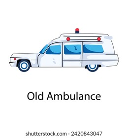Here’s a flat icon of an old ambulance 