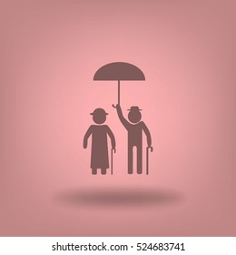 Flat icon old family. Under the protection.