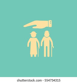 Flat icon old family. Under the protection.