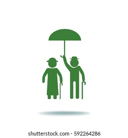 Flat icon old family. Under the protection.
