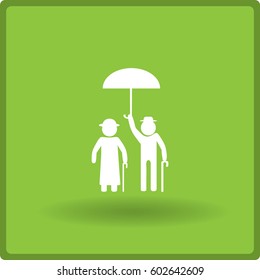 Flat icon old family. Under the protection.