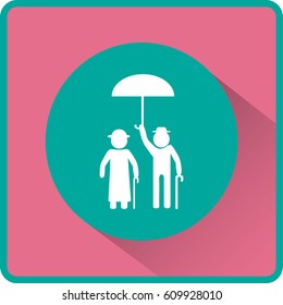 Flat icon old family. Under the protection.