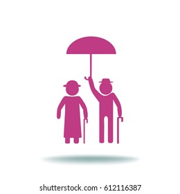 Flat icon old family. Under the protection.