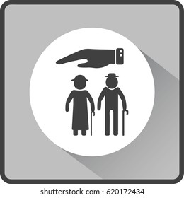 Flat icon old family. Under the protection.