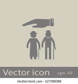 Flat icon old family. Under the protection.