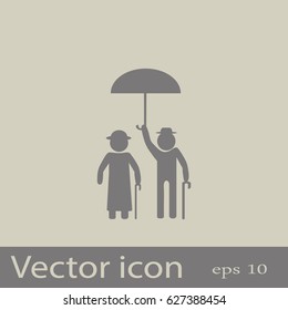 Flat icon old family. Under the protection.