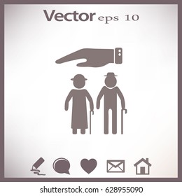 Flat icon old family. Under the protection.