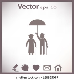 Flat icon old family. Under the protection.