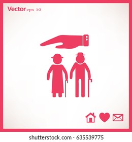Icono plano de la vieja familia. Bajo la protección.